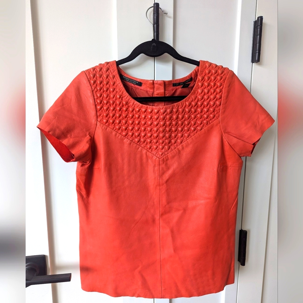 Maison Scotch Red Leather Top, Size 2 (M)